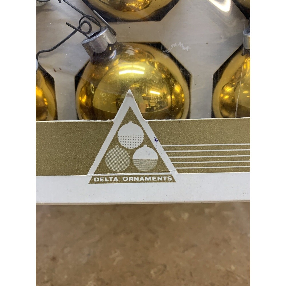 Vintage Delta Glass Gold Christmas Ornaments in Box! - Picture 2 of 3